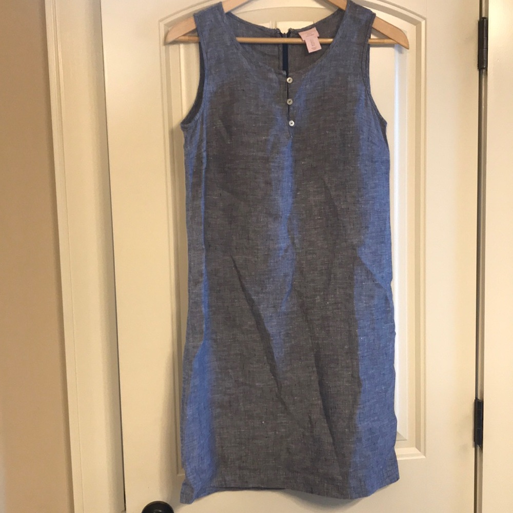 100% linen blue dress.